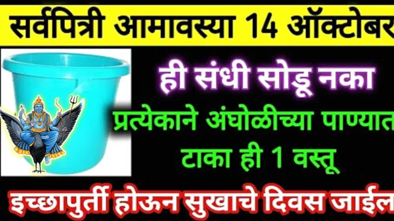 उद्या सर्वपित्री अमावस्या, अंघोळीच्या पाण्यात टाका ही 5 रुपयाची वस्तू, पैसा मोजून थकाल इतका पैसा मिळणार…